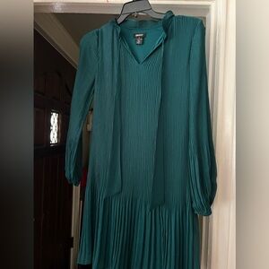 DKNY teal pleated tie dress size 6